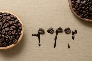 decoration of dark roasted coffee beans. background. AI Generative Pro Photo