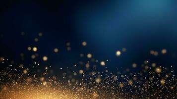 Golden bokeh light particles background. Defocused. photo