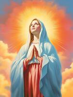 Portrait of our lady of grace, Virgin Mary in sky photo