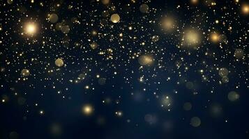 Golden bokeh light particles background. Defocused. photo