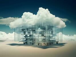 Cloud data storage, database, cloud computing concept. photo