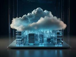 Cloud data storage, database, cloud computing concept. photo