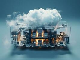 Cloud data storage, database, cloud computing concept. photo