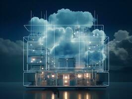 Cloud data storage, database, cloud computing concept. photo