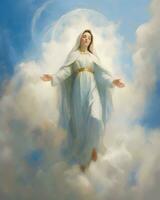 Portrait of our lady of grace, Virgin Mary in sky photo