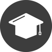 Graduation icon in black circle. png