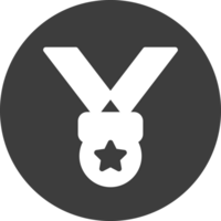 Award medal icon in black circle. png