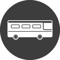 School bus icon in black circle. png