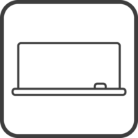 White board icon in thin line black square frames. png