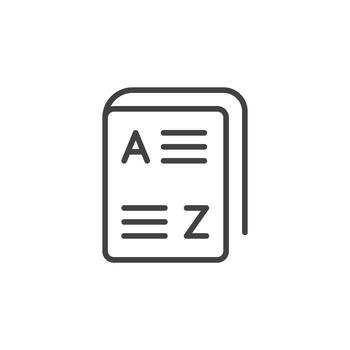 Glossary book icon in flat style. Guidebook encyclopedia vector illustration on isolated background. A-Z notebook sign business concept.