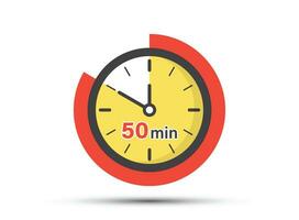 50 minutes on stopwatch icon in flat style. Clock face timer vector illustration on isolated background. Countdown sign business concept.