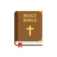 Holy bible icon in flat style. Christianity book vector illustration on isolated background. Religion sign business concept.