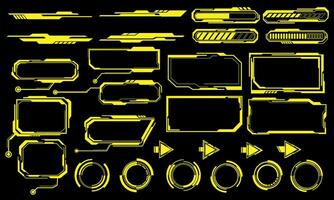 Yellow line cyber interface elements holographic on black design ultramodern futuristic  vector