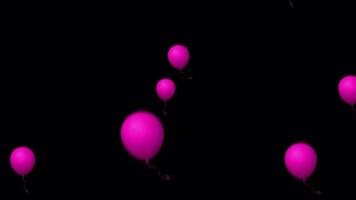 vieren met roze ballonnen vliegend animatie video