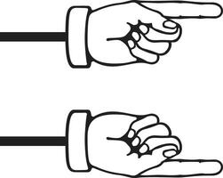 A hand pointing a finger in a direction icon in flat set . isolated in transparent background. collection antique engraving style. point hand gesture sign symbol vector for apps and websites