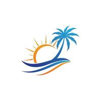 Palm tree summer logo template vector