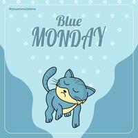 Blue Monday Alone Cat Walking vector