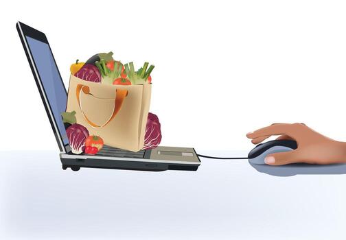 computadora conexión compra vegetal vector