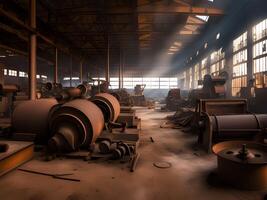 industrial interior with steel and metal photo