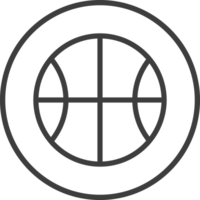 Basketball Symbol im dünn Linie schwarz Kreis Rahmen. png