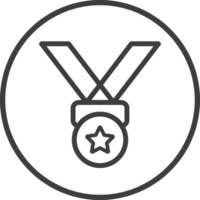 Award medal icon in thin line black circle frames. png