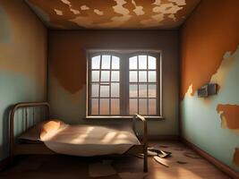 rusty bedroom in abndoned home photo