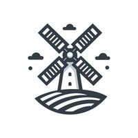 Windmill icon logo. Vector illustration design template.