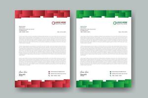 Red and Green Modern Business Letterhead Design Template in A4, creative modern letterhead design template for your project, letterhead, letter head, letterhead design, easy to use and edit. vector