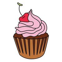 Chocolate Cupcake with Cherry Clipart vector