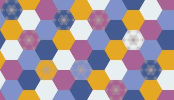 Seamless abstract hexagon pattern in 6 colors. Geometric ornament for digital paper, textile printing, wallpaper, background vector