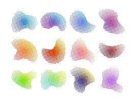Blob Halftone Modern Gradient Style. Free Form Abstract Liquid Shapes Collection Vector Illustration on White Background.