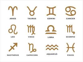 Minimalist and simple style illustration of Astrological signs collection, flat vector isolated on white background