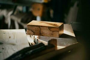 a wooden box sitting on top of a wooden table photo