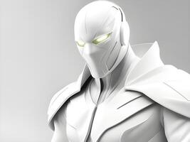blanco plata guerrero armadura en un blanco fondo, ilustración foto