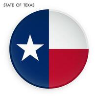 flag of american state of Texas icon in modern neomorphism style. Button for mobile application or web. Vector on white background