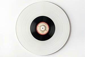 Retro music turntable for vinyl records on white background AI Generative photo