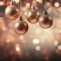 Rose Gold sparkle glitters with bokeh effect background in New year mood Ai generated photo