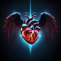 corazón anatomía con alas , ilustración foto