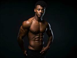 muscular bodybuilder with his chest in a studio photo