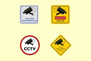 CCTV, Closed circuit tv , set of warning signs vector