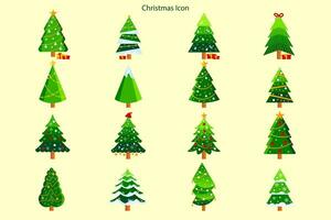 set of christmas trees icon vector