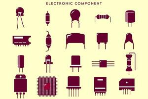 electronic component icons electric circuit vector