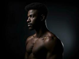 muscular bodybuilder with his chest in a studio photo