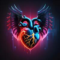 heart anatomy with wings , illustration photo