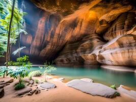 beautiful cave in the city of thailand photo