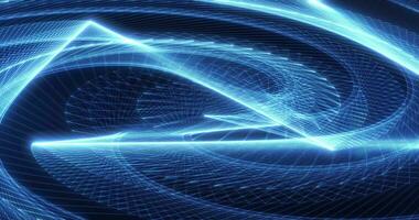 Futuristic abstract blue glowing swirling waves of magical energy. Technological spiral. Abstract background. Seamless loop. Video in high quality 4k