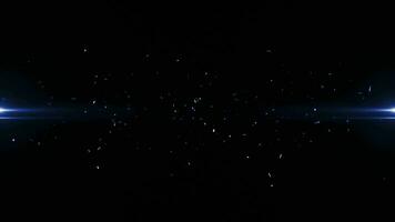 Cinematic title of the trailer. Flying abstract blue particles on a dark background. magic dust and glowing sparks. for transitions, headings, openers. Visual effects elements video