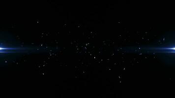 Cinematic title of the trailer. Flying abstract blue particles on a dark background. magic dust and glowing sparks. for transitions, headings, openers. Visual effects elements video