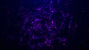 Abstract background with wavy shape particles, digital purple waves. Seamless loop 4k video