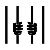 Prison Behind Bar Hands Silhouette Vector Illustration